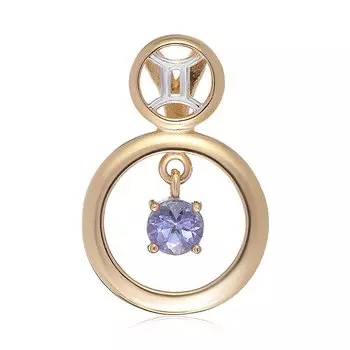 Золотая подвеска с танзанитом "Близнецы"