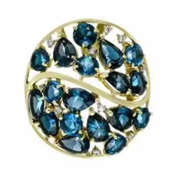 Золотая подвеска с топазами Лондон и фианитами