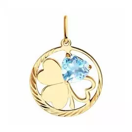 Золотая подвеска с топазом "Четырехлистник"