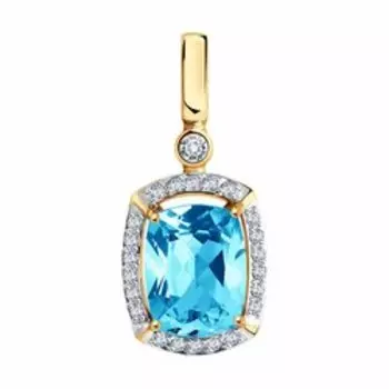 Золотая подвеска с топазом и фианитами