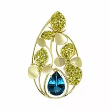 Золотая подвеска с топазом london и фианитами