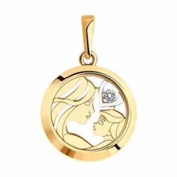 Золотая подвеска со Swarovski Zirconia и минеральным стеклом