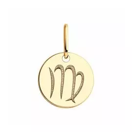 Золотая подвеска "Знак зодиака Дева"