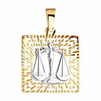 Золотая подвеска "Знак зодиака Весы"