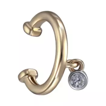 Золотая серьга-кафф с кубическим цирконием