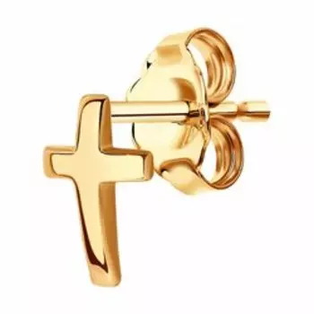 Золотая серьга "Крест"