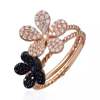 Золотое кольцо двойное с фианитами