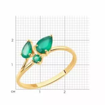 Кольцо из золота с агатами и фианитом