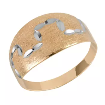 Золотое кольцо с алмазной обработкой и матированием