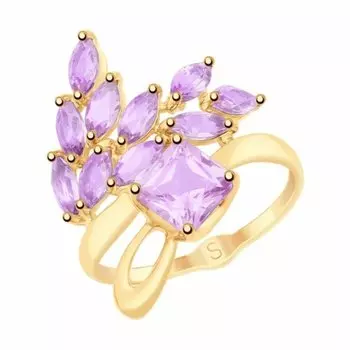 Золотое кольцо с аметистами