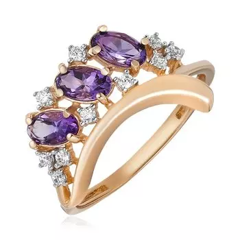 Золотое кольцо с аметистами