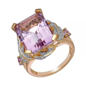 Золотое кольцо с аметистами и бриллиантами