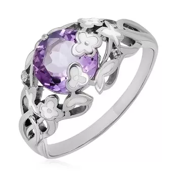 Золотое кольцо с аметистом и бриллиантами