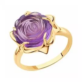Золотое кольцо с аметистом "Роза"