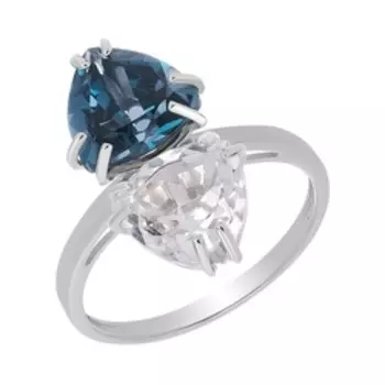 Золотое кольцо с белым кварцем и топазом Лондон