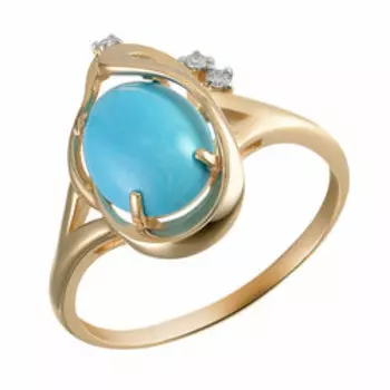 Золотое кольцо с бирюзой и бриллиантами