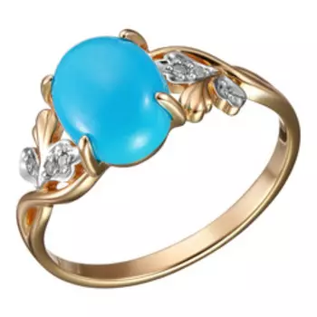 Золотое кольцо с бирюзой и бриллиантами