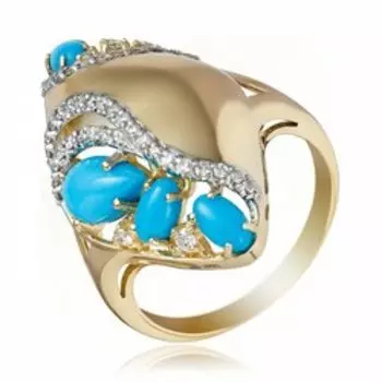 Золотое кольцо с бирюзой и бриллиантами