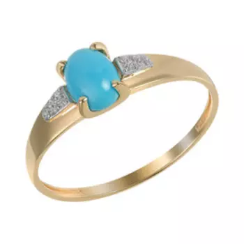 Золотое кольцо с бирюзой и фианитами
