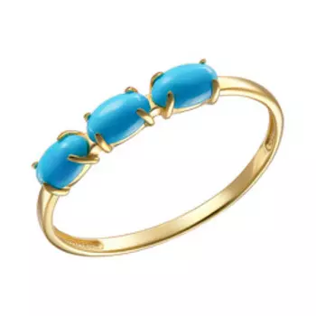 Золотое кольцо с бирюзой из желтого золота