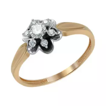 Золотое кольцо с бриллиантами "Цветок"