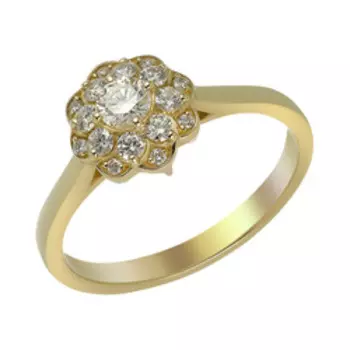 Золотое кольцо с бриллиантами "Цветок"