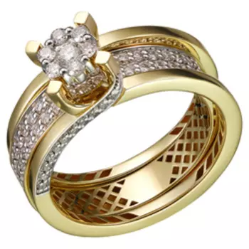 Золотое кольцо с бриллиантами "Цветок"