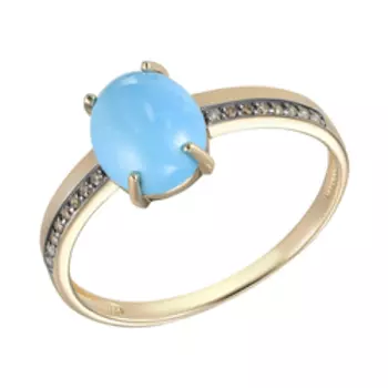 Золотое кольцо с бриллиантами и бирюзой