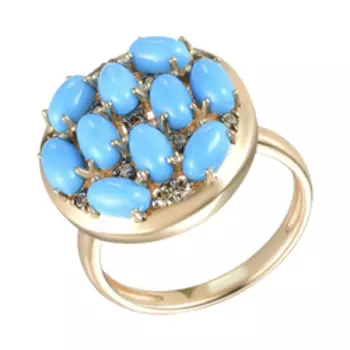 Золотое кольцо с бриллиантами и бирюзой