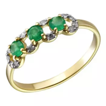 Золотое кольцо с бриллиантами и изумрудами