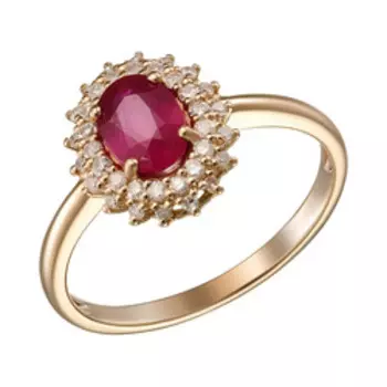 Золотое кольцо с бриллиантами и рубином