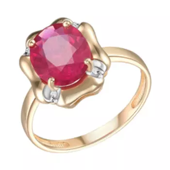 Золотое кольцо с бриллиантами и рубином