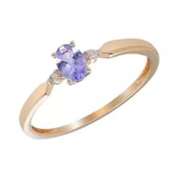 Золотое кольцо с бриллиантами и танзанитом