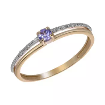 Золотое кольцо с бриллиантами и танзанитом