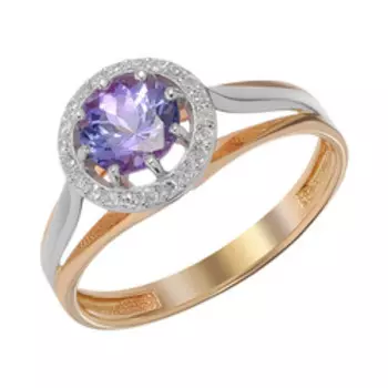 Золотое кольцо с бриллиантами и танзанитом