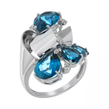 Золотое кольцо с бриллиантами и топазами