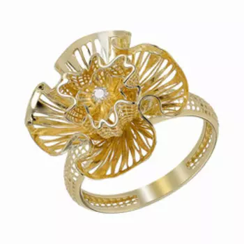 Золотое кольцо с бриллиантом "Цветок"