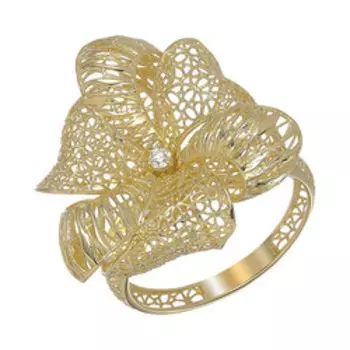 Золотое кольцо с бриллиантом "Цветок"