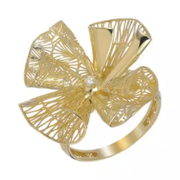 Золотое кольцо с бриллиантом "Цветок"