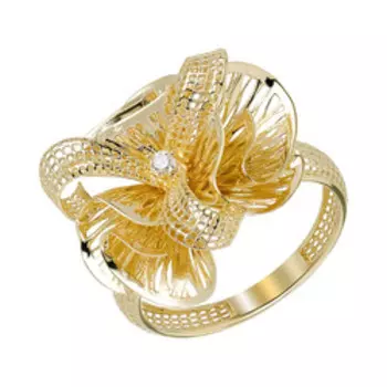 Золотое кольцо с бриллиантом "Цветок"