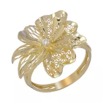 Золотое кольцо с бриллиантом "Цветок"
