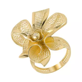 Золотое кольцо с бриллиантом "Цветок"