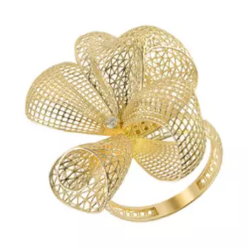 Золотое кольцо с бриллиантом "Цветок"