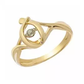 Золотое кольцо с бриллиантом "Танцующий камень"