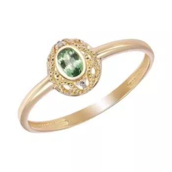 Золотое кольцо с цаворитом и бриллиантами