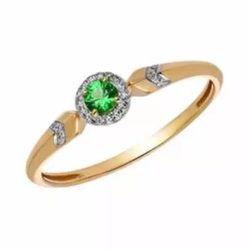 Золотое кольцо с цаворитом и бриллиантами