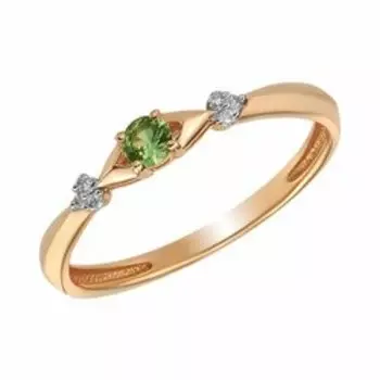 Золотое кольцо с цаворитом и бриллиантами