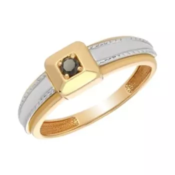Золотое кольцо с черным бриллиантом