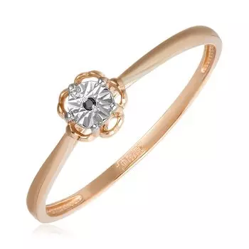 Золотое кольцо с черным бриллиантом