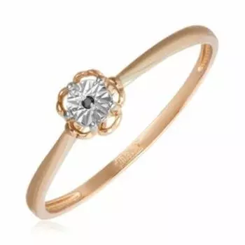 Золотое кольцо с черным бриллиантом